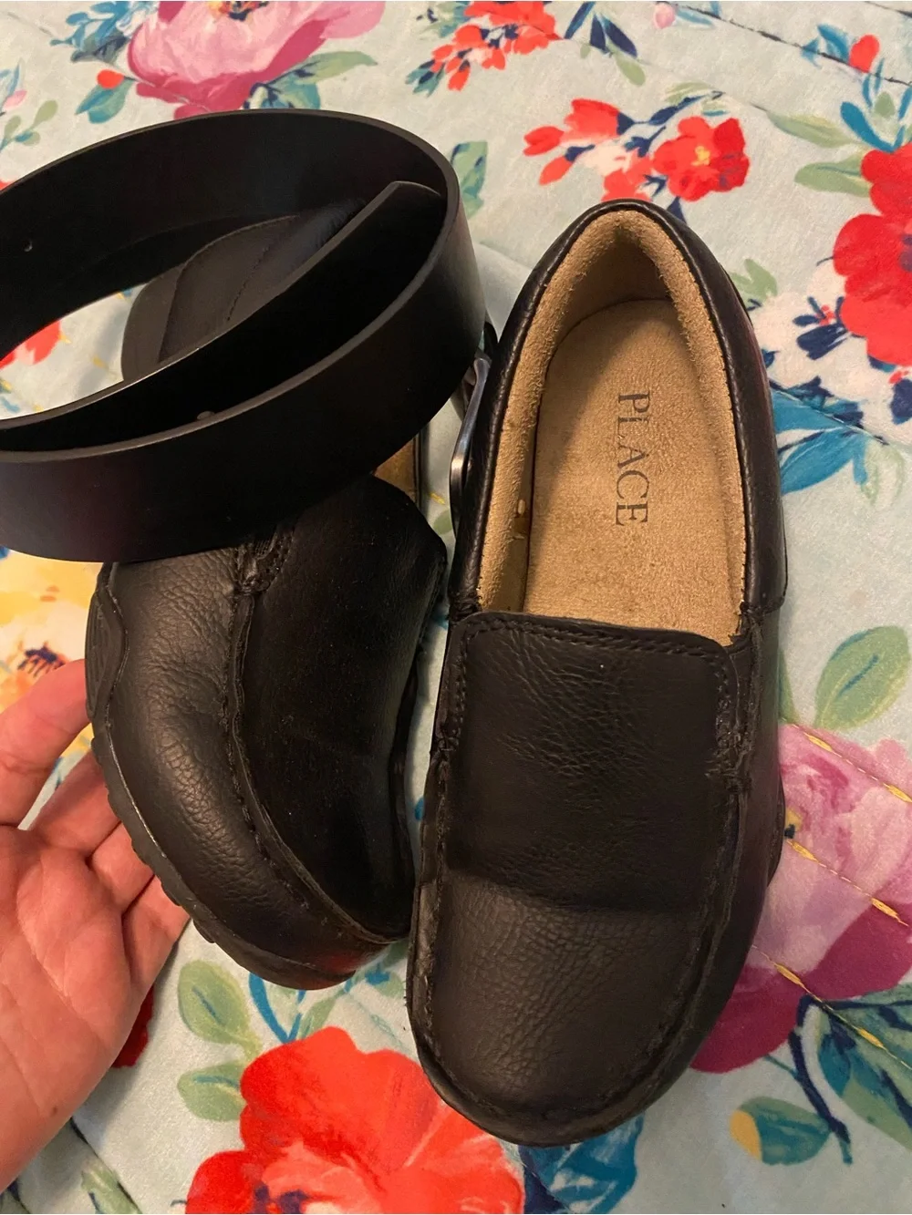 The Children's Place Black Kids Dress Loafers with Belt